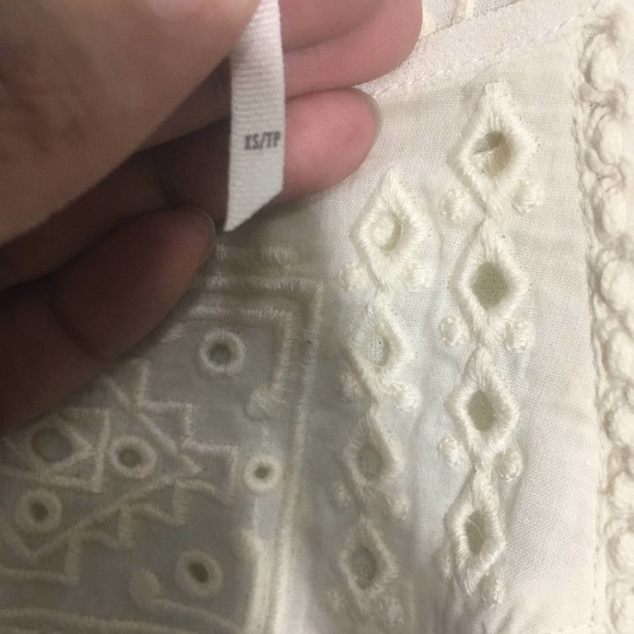 Free People Georgette Eyelet Top Sz XS Sheer Lace Blouse Boho Style - Picture 8 of 15